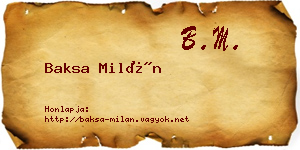 Baksa Milán névjegykártya